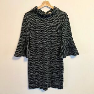 Tyler Boe Women’s Size Small Ruffle Neck Mod Grey Printed Sheath Dress XS